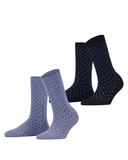 Esprit Blue Fine Dot 2 Pack W So Cotton Patterned 2 Pairs Socks