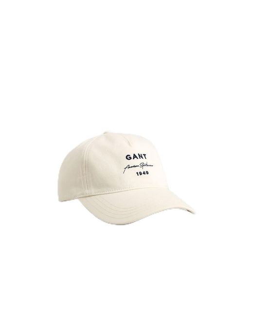 Gant White Logo Script Cotton Twill Cap Baseball
