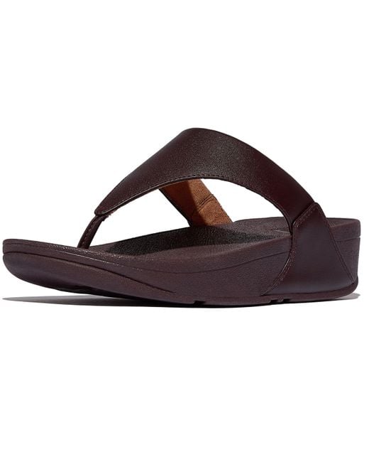 Fitflop Women's Brown Lulu Leather Toepost Wedge Sandal