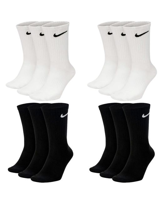 Nike 6 Pairs Everyday Lightweight Crew Sx7676 Tennis Socks White Black Grey