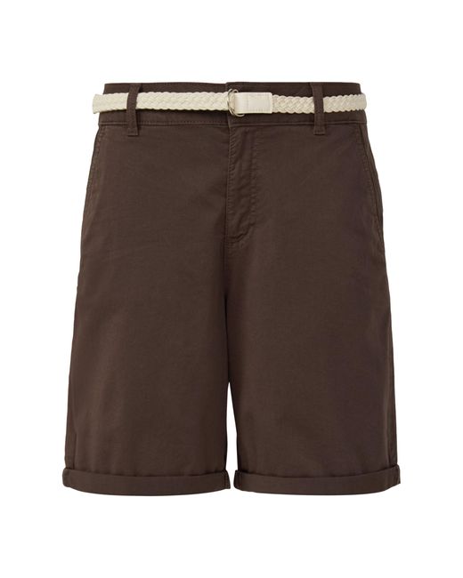 S.oliver Gray Shorts mit geflochtenem Gürtel und Garment Dye Mokka 42