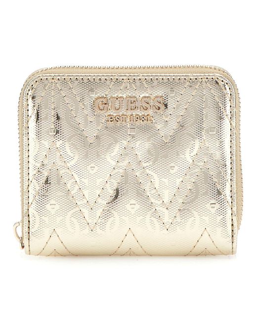 Guess Metallic Adelard SLG Small Zip Around Wallet Gold