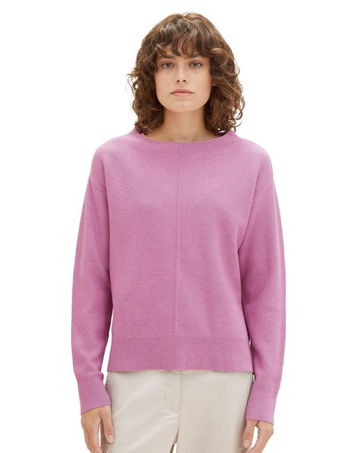 Tom Tailor Pink Basic Strickpullover mit Struktur