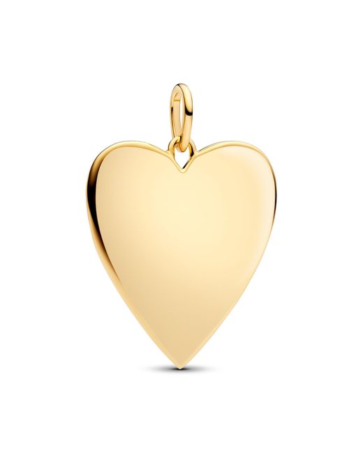 Colgante de corazón grande de plata de ley con aleación chapada en oro de 14 Pandora de color Metallic