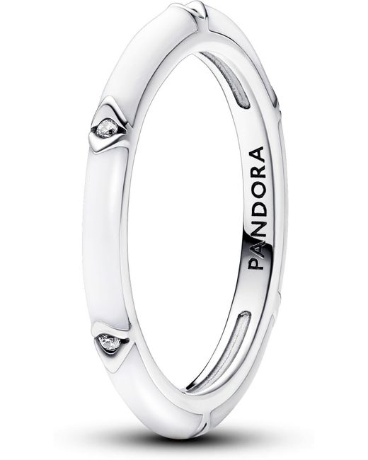 Pandora Me Ring Van Sterlingzilver Met Heldere Zirkoniasteentjes En Wit Email in het White