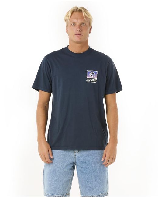 Rip Curl Blue Relaxed Fit Logo Crew T-shirt for men
