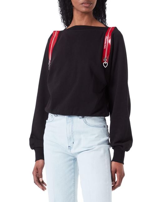 Love Moschino Black Comfort Fit Wide Collar Long-sleeved Sweatshirt