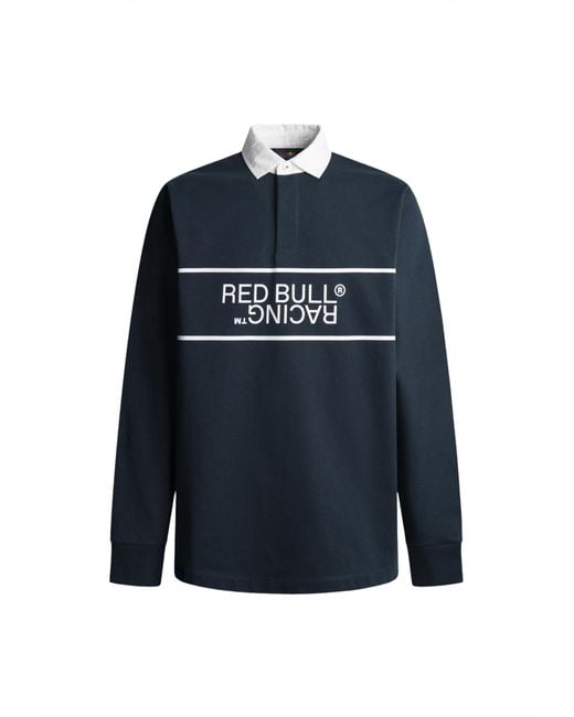 Pepe Jeans Blue Red Bull Racing X Rbr Logo Reflect Panel Rugby Shirt Polo for men