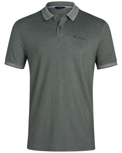 Ben Sherman Classic Fit 2-Button Short Sleeve Shirt - Casual Stretch Birdseye Polo for in Green für Herren
