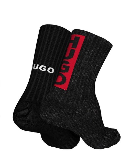 HUGO Black Qs Rib Faded Cc Socks 2 Pairs Eu 43-46 for men