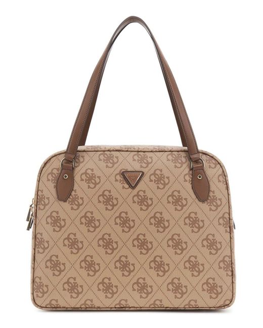 Sac shopper sac de voyage pour ordinateur portable Travel Tote Latte Logo/Brown marron clair Guess