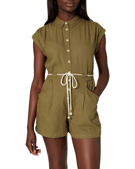 Mono Lino Khaki Pantalones Cortos Springfield de color Verde - Lyst