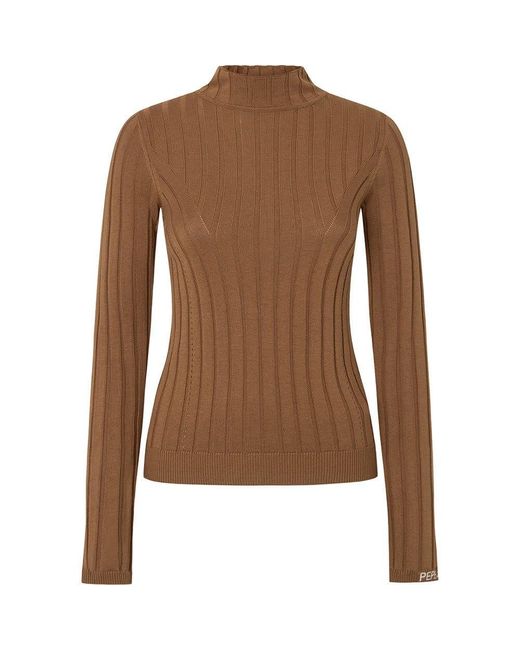 Izabel Turtleneck Maglieria di Pepe Jeans in Brown