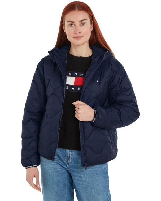 Tommy Hilfiger Blue Tjw Quilted Tape Hood Puffer Ext Dw0dw17242 Padded Jackets