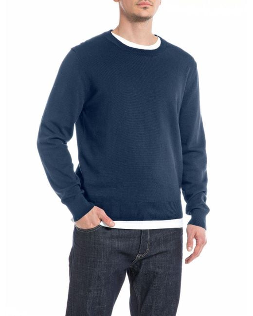 Replay Blue Pullover Baumwolle