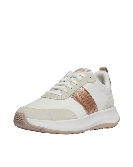 FitFlop F-Mode Flow Shearling-Mix Sneakers - Deep Tan / Camel Mix