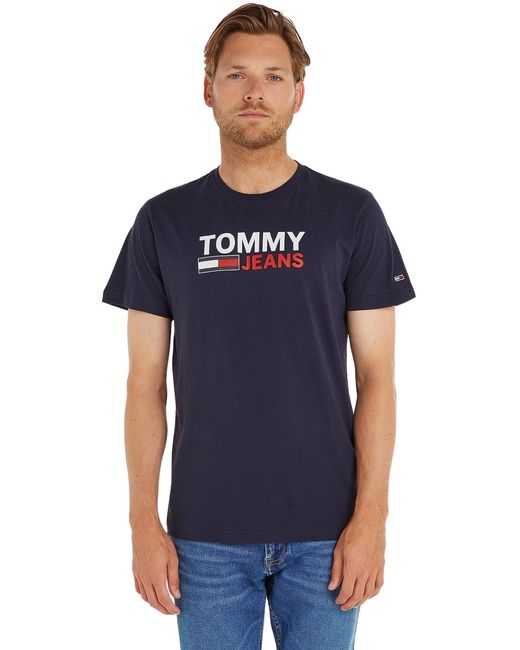 T-shirt Uomo iche Corte TJM Regular Scollo Rotondo di Tommy Hilfiger in Blue da Uomo