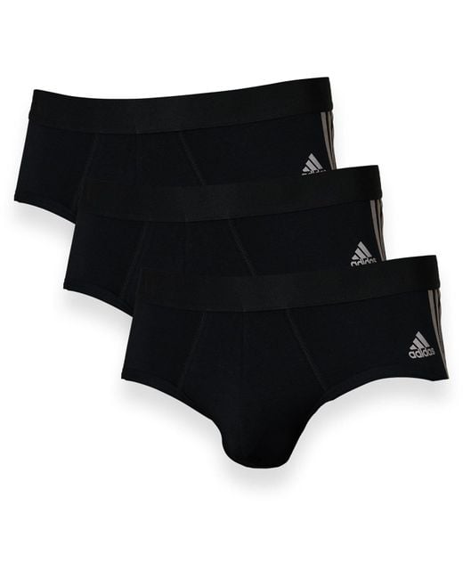 Adidas Black Flex Cotton 3 Stripe Brief 3p for men