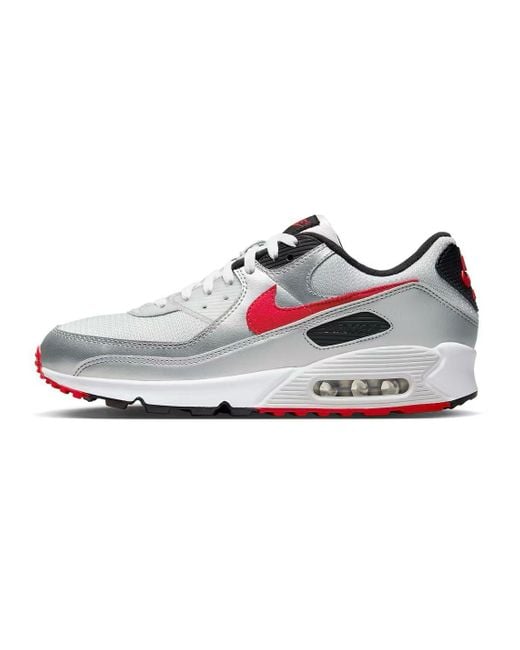 Nike Gray Air Max 90 Trainers Sneakers Photon Dust/metallic Silver/black/university Red for men