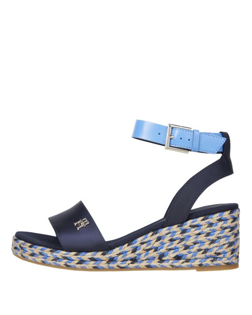 Tommy Hilfiger Black COLORFUL WEDGE SATIN SANDAL Blau 36