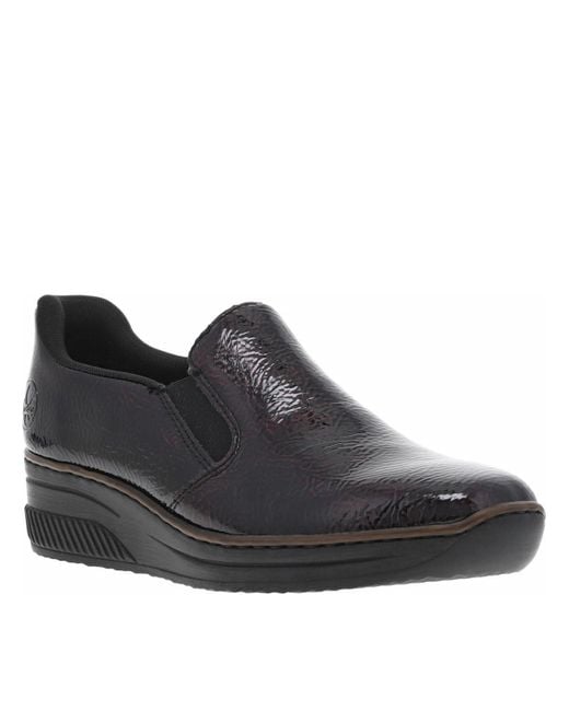 Rieker Black Loafer mit Keilabsatz
