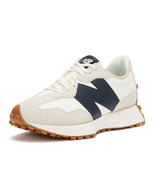 New Balance Blue S Leather Trainers Runners Beige/navy 8