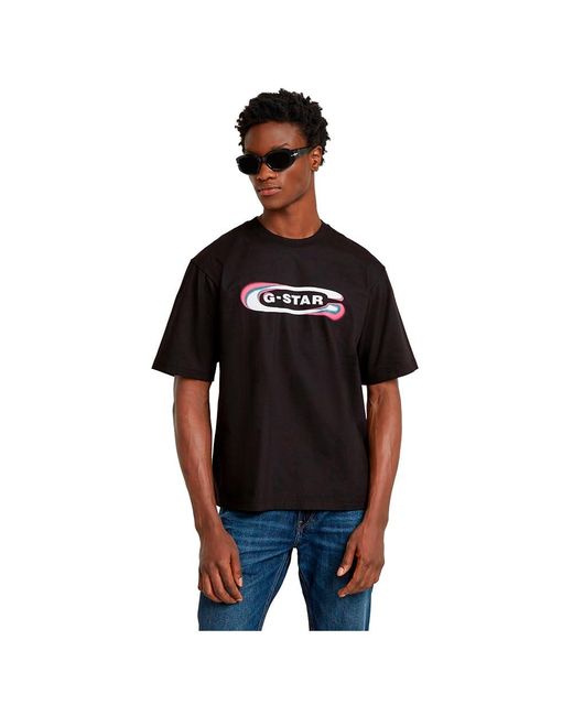 G-Star G-star Gradient Old Skool Logo Boxy T-shirt in het Black voor heren
