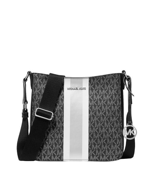 Michael Kors Jet Set Small Signature Logo Stripe Crossbody Bag Black