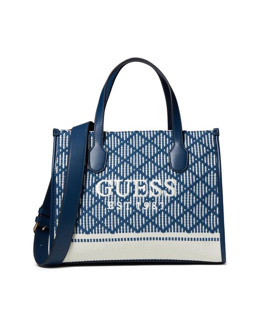 Guess Blue Silvana Double Compartment Tote Satchel