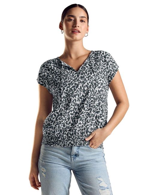 Street One Blue A344751 Sommer Bluse mit Print