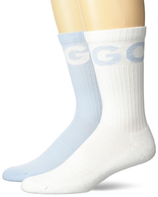 HUGO White Two Pack Quarter Length Ribbed Socks With Bold Logo for men