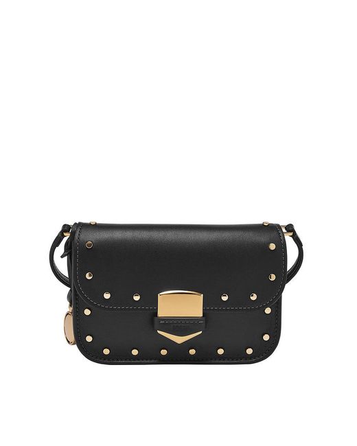 Fossil Black Small Flap Crossbody für Lennox weich Rindsleder
