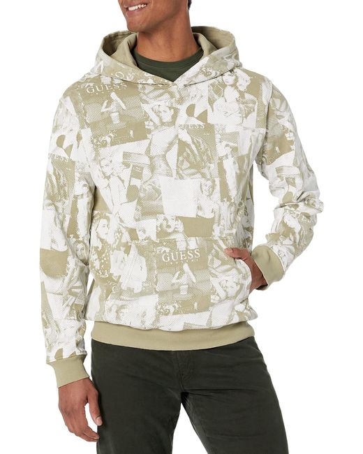 Guess Gray Alberico Collage Fleece Hoodie for men