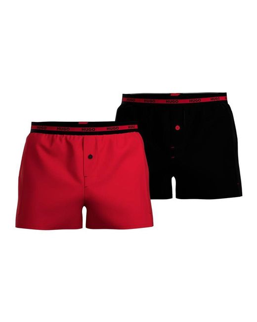 HUGO BOSS Woven Boxer TWINPACK Open Pink694 in Red für Herren