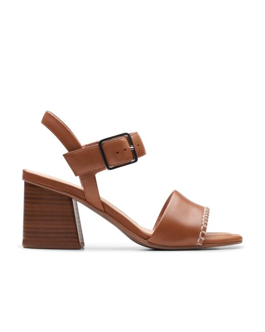 Clarks Brown Siara65 Buckle Leather Sandals In Tan Standard Fit Size 4