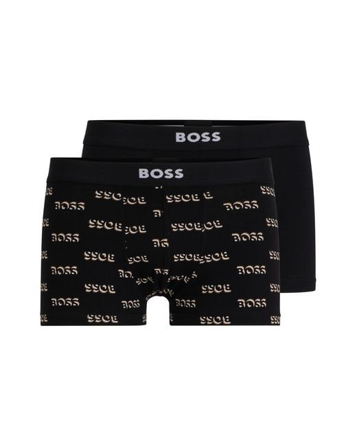 Boss Boss Ondergoed Onderbroeken Trunk Katoen Stretch Stof Pack Van 2 in het Black voor heren