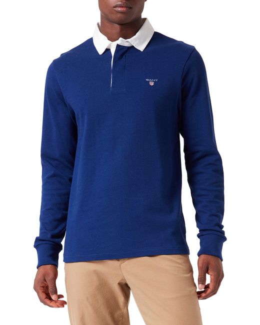 GANT Solid Heavy Rugger Polo Shirt in Blue for Men | Lyst UK