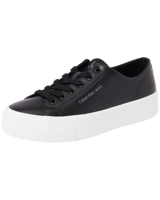 Calvin Klein Black Vulcanized Sneaker Flatform Low aus Leder