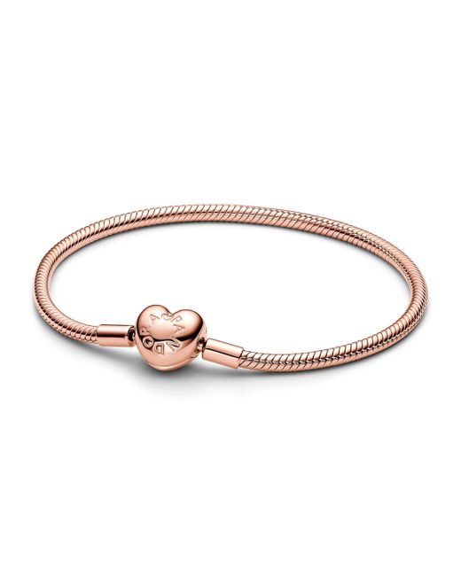 Pulsera chapada en oro rosa de 14 quilates con cierre de corazón 583050C00-21 Pandora de color Metallic
