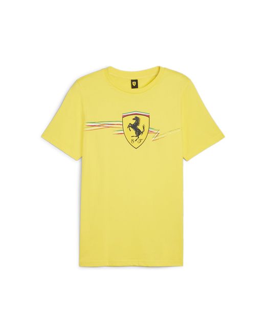 PUMA Yellow Scuderia Ferrari Race Big Shield T-Shirt for men
