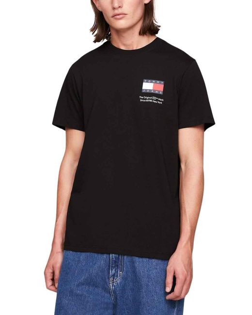 Tommy Hilfiger T-Shirt Kurzarm Tjm Slim Essential Flag Tee Ext Rundhalsausschnitt in Black für Herren