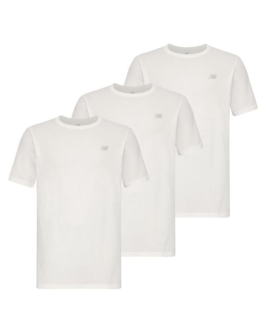 New Balance White Cotton Performance Crew Neck T-shirt for men