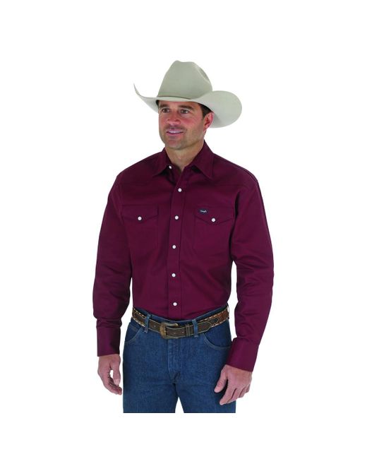 Wrangler Purple Western Button Down Shirts for men