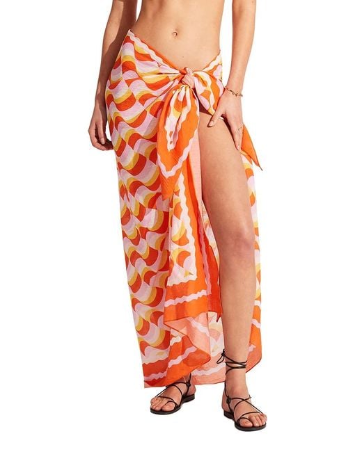 Pareo da donna stampato costume da bagno copricostume da bagno avvolgente di Seafolly in Orange
