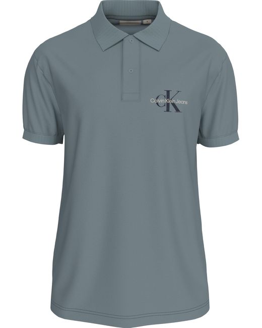 Calvin Klein Poloshirt Kurzarm Monologo Regular Fit in Gray für Herren