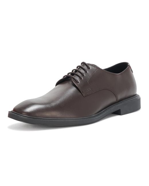 HUGO Brown Brushed Leather Derby Dress Shoe Oxford for men