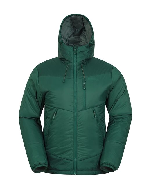 Mountain Warehouse Green Swarm Mens Padded Jacket - Water-resistant, Isotherm, Zipped Closure, Microfibre Insulation Coat - Best For for men