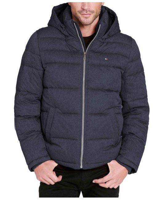 Tommy Hilfiger Gray Big And Tall Hooded Puffer Jacket for men