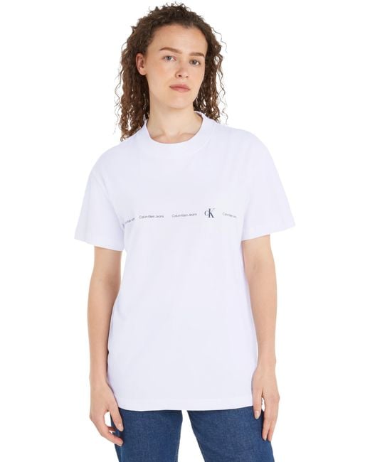 Calvin Klein Logo Repeat Tee S/s Knit Tops White for men