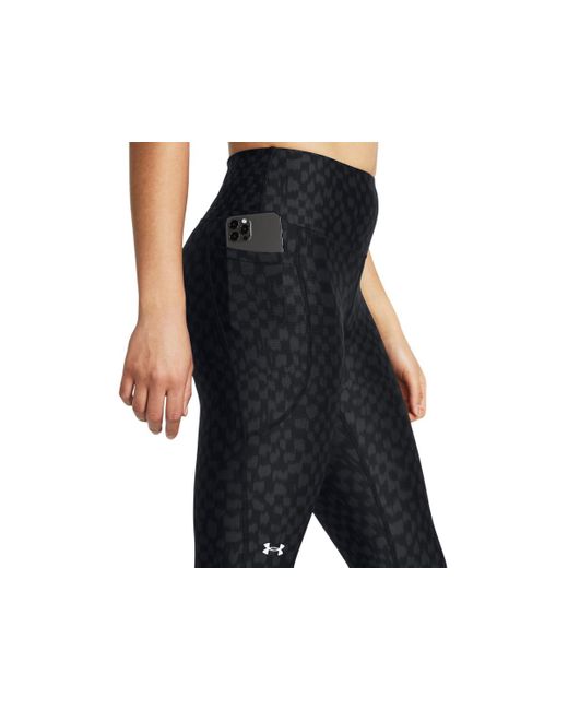 Slip Waistband Printed Ankle Leggings di Under Armour in Black